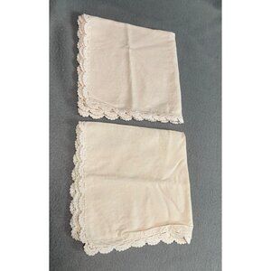 Vintage Cream Crocheted Edged Napkin set of 2